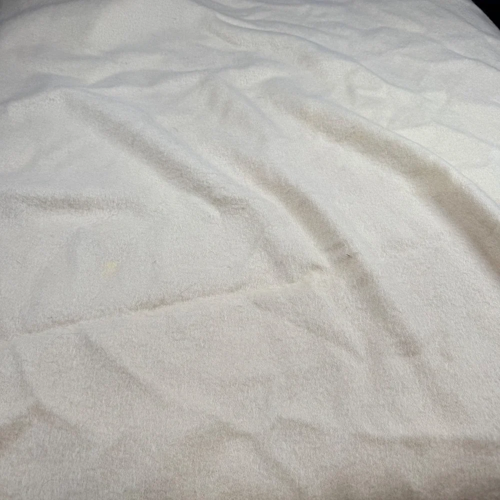 Kenwood Arondac Vintage Wool Blanket Cream Ivory Satin Trim 90x68 Made in USA